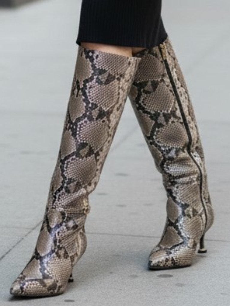 Nib Kenneth Cole Ny ( 8 / 39 ) Utah Snakeskin Pattern Knee High Boots